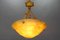 Art Deco Amber-Colored Alabaster and Bronze Pendant Light, 1930, Image 12