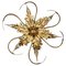 Hollywood Regency Style Gilt Metal 6-Light Oak Leaf Flush Mount, 1970s 1