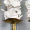 Italienische Mid-Century Wandlampen aus Messing & weiß floraler Keramik von Luigi Zortea, 1949, 5 . Set 14
