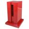 Pedestal italiano Mid-Century geométrico de madera lacada en rojo, años 80, Imagen 1