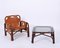 Mid-Century Bamboo and Leather Italian Armchairs and Table by Tito Agnoli, 1960s, Set of 3, Image 14