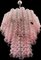 Lámpara de araña de tubo de cristal de Murano de tres niveles con 48 vasos rosa, 1989, Imagen 8
