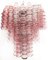 Lámpara de araña de tubo de cristal de Murano de tres niveles con 48 vasos rosa, 1989, Imagen 13