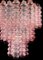 Lámpara de araña de tubo de cristal de Murano de tres niveles con 48 vasos rosa, 1989, Imagen 10