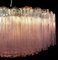 Lámpara de araña de cristal de Murano con 101 vasos de tubo rosa, años 90, Imagen 3