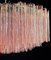 Lámpara de araña de cristal de Murano con 101 vasos de tubo rosa, años 90, Imagen 7