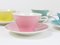 Mid-Century Pastel Porcelain Daisy Coffee Cups from Lilien, Austria, 1950s, Set of 12 19