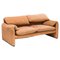 Tan Maralunga Two-Seater Sofa attributed to Vico Magistretti for Cassina, 1990s 1