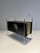 Chrome Magazine Rack with Black and White Lacquered Metal, 1970s 12