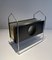 Chrome Magazine Rack with Black and White Lacquered Metal, 1970s 11