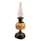 Lámpara de aceite victoriana con depósito naranja, opaco y estampado floral, Imagen 1