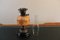 Lámpara de aceite victoriana con depósito naranja, opaco y estampado floral, Imagen 3