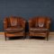 Vintage Dutch Matched Sheepskin Leather Tub Chairs, 1970, Set of 2 2