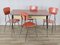 Dining Set with Table and 4 Red Formic Chairs, Italy, 1970s, Set of 5 2