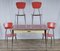 Dining Set with Table and 4 Red Formic Chairs, Italy, 1970s, Set of 5 1