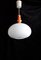 Vintage Ceiling Lamp with Orange Wood Mounting and Opaque White Glass Shade, 1970s, Image 2