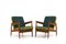 Early Danish Easychairs in Oak and Teak, 1950s, Set of 2 1