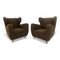 Large Italian Chairs in Chocolate Boucle, 1950s, Set of 2, Image 1