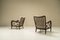 Armchairs in Ebonized Wood and Beige Upholstery by Paolo Buffa, Italy, 1940s, Set of 2 2