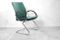 Modern German Green Leather Office Chairs, 1980s, Set of 3 4