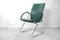 Modern German Green Leather Office Chairs, 1980s, Set of 3 2