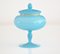 Große Türkisfarbene Bonbonniere aus Opalglas von Made Murano Glass, 1950er 1