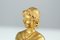 Antique Signed Miniature Bust of Young Lady in Gilded Bronze, 1870s 2