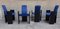 Black Lacquered Wood and Electric Blue Velvet Dining Chairs from Arflex, 1960s, Set of 6 3