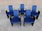 Black Lacquered Wood and Electric Blue Velvet Dining Chairs from Arflex, 1960s, Set of 6 6