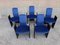 Esszimmerstühle aus schwarz lackiertem Holz & blauem Samtstoff von Arflex, 1960er, 6 . Set 6
