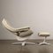 Leather Lounge Chair and Footstol attributed to Natuzzi, Italy, 2000s, Set of 2 3