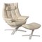 Leather Lounge Chair and Footstol attributed to Natuzzi, Italy, 2000s, Set of 2, Image 1
