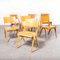 Casala Honey Beech Stacking Dining Chairs, 1950s, Set of 7 1