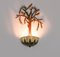 Französische Wandlampe aus vergoldetem Metall mit Olivenbaum und Kristallglas 4