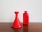 Carnaby Vases in Red and White Glass by Per Lütken for Holmegaard, Denmark, 1960s, Set of 2 1