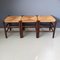 Wood and Rush Stools, 1960s, Set of 3 3