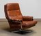 Sedia girevole marrone in pelle cucita a mano di Arne Norell per Vatne Norway, anni '60, Immagine 1