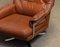 Sedia girevole marrone in pelle cucita a mano di Arne Norell per Vatne Norway, anni '60, Immagine 8