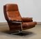 Sedia girevole marrone in pelle cucita a mano di Arne Norell per Vatne Norway, anni '60, Immagine 10