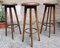 Stools in Brass, Wood, & Upholstery, 1950s, Set of 3 2