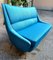 2-Sitzer Sofa mit Beinen aus messingblauem Stoff von Gio Ponti für Isa Bergamo, 1950er 3