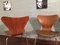 Sedie nr. 3107 in teak e compensato di Arne Jacobsen per Fritz Hansen, anni '60, set di 4, Immagine 5