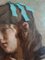 Simon Durand, Jeune fille au panier et au noeud bleu, Oil on Cardboard, Framed 6