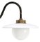 Vintage Industrial White Enamel, Brass and White Opaline Wall Light 5