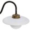 Vintage Industrial White Enamel, Brass and White Opaline Wall Light 4