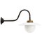 Vintage Industrial White Enamel, Brass and White Opaline Wall Light 1