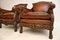 Antique Swedish Bergere Armchairs in Leather and Oak, 1910, Set of 2 8