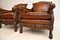 Antique Swedish Bergere Armchairs in Leather and Oak, 1910, Set of 2, Image 8