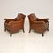 Antique Swedish Bergere Armchairs in Leather and Oak, 1910, Set of 2 4