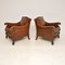 Antique Swedish Bergere Armchairs in Leather and Oak, 1910, Set of 2, Image 4